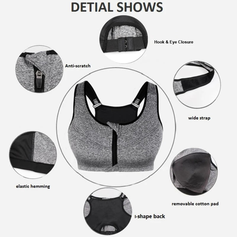 Plus Size Sports Bras with Front Zipper