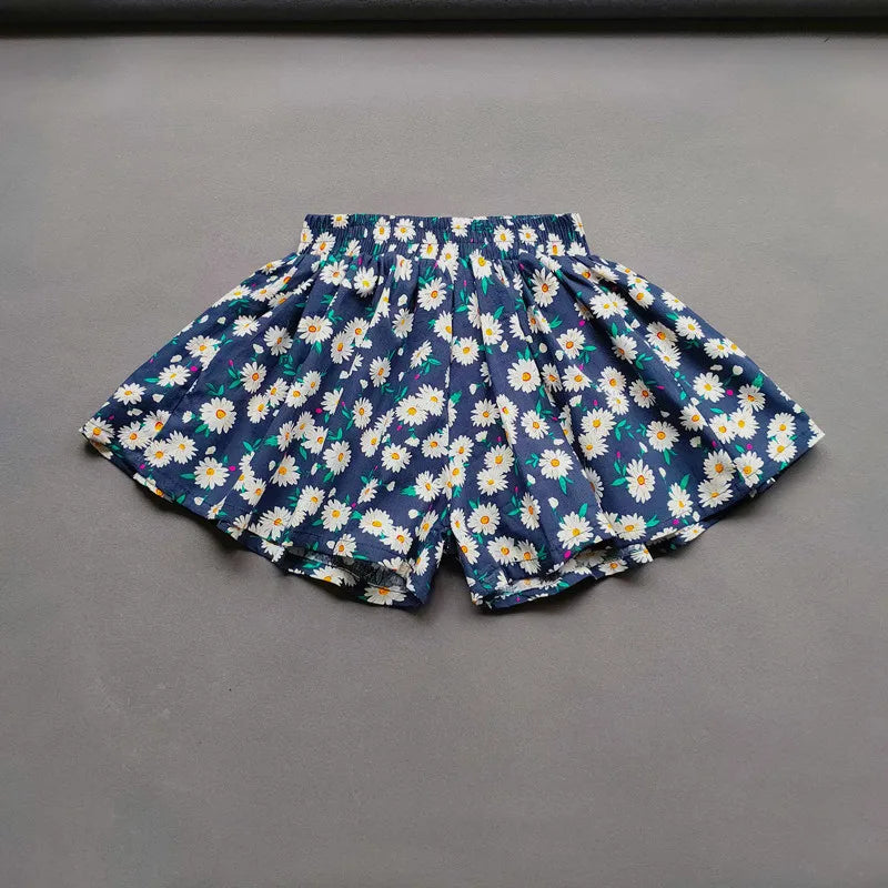 Girl's Floral Wide-Leg Pleated