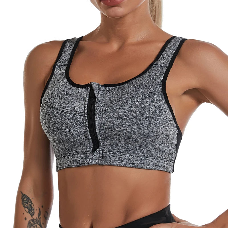 Plus Size Sports Bras with Front Zipper