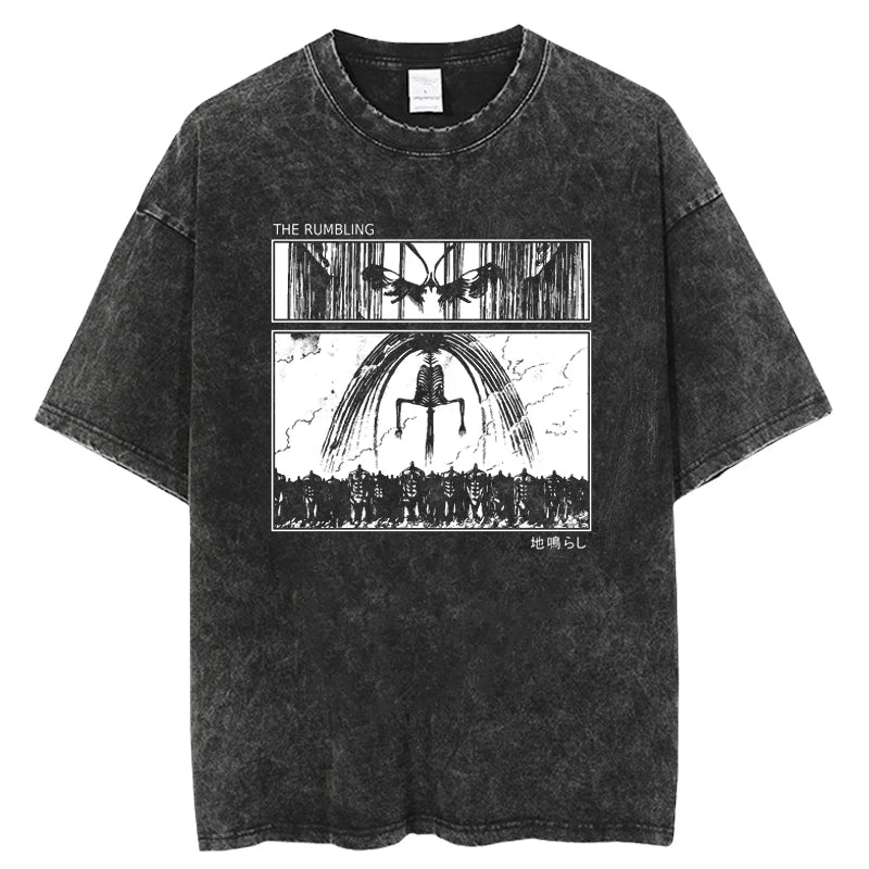 Oversized Unisex Anime Vintage Wash Shirt