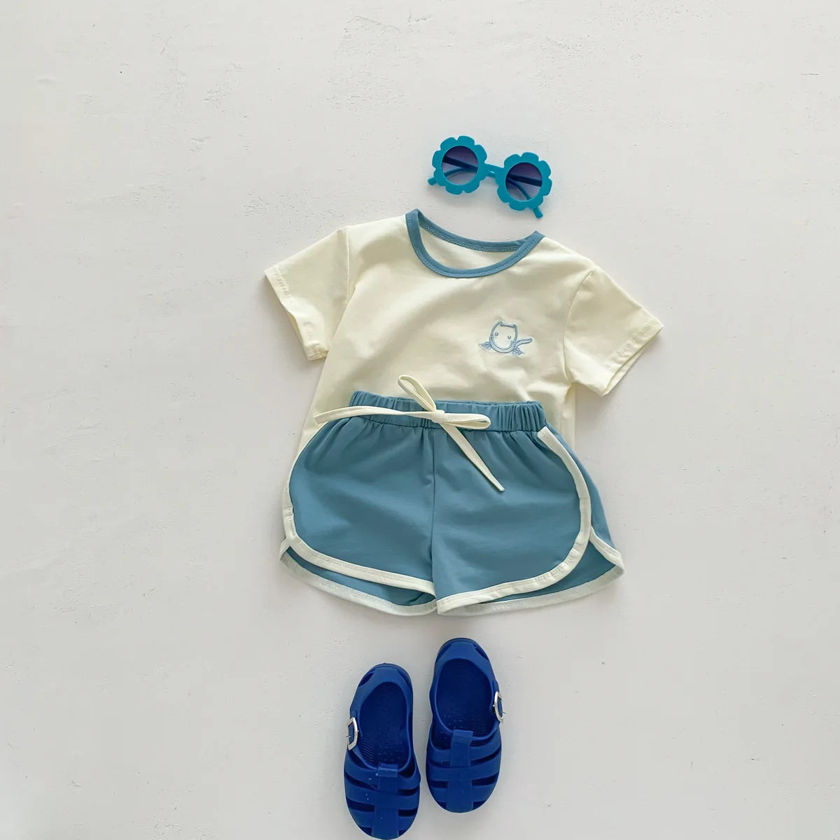 Baby & Toddler Short Sleeve Tracksuits with Embroidery, 2 Piece Set