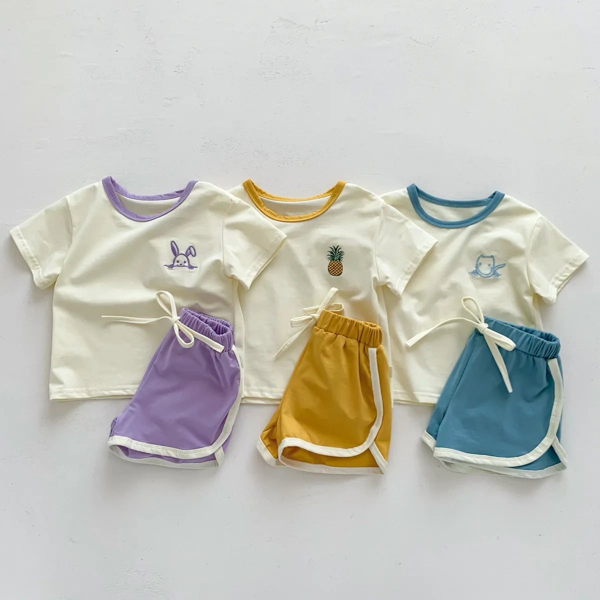 Baby & Toddler Short Sleeve Tracksuits with Embroidery, 2 Piece Set