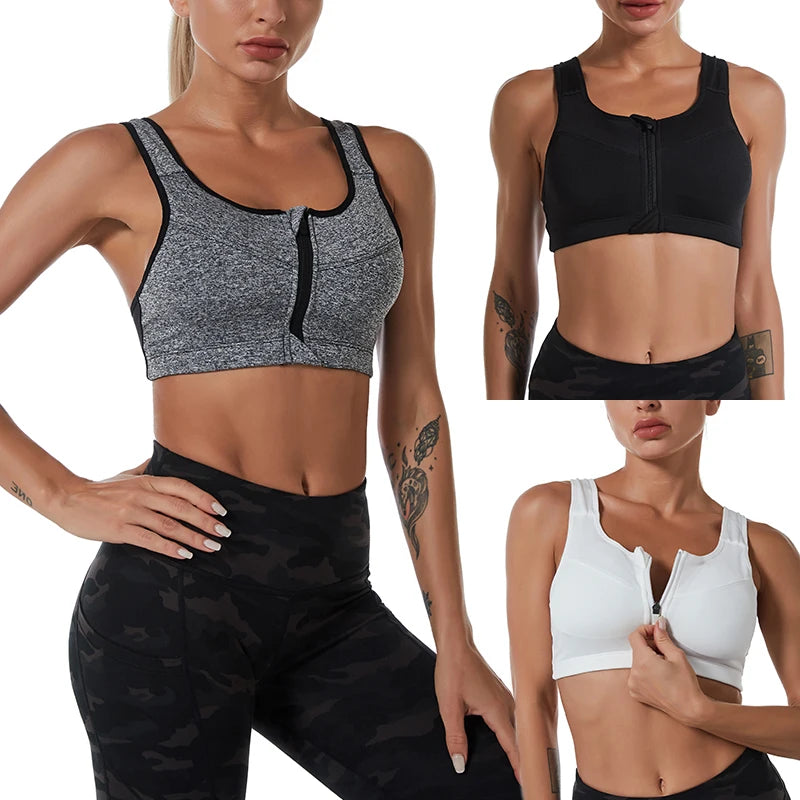 Plus Size Sports Bras with Front Zipper