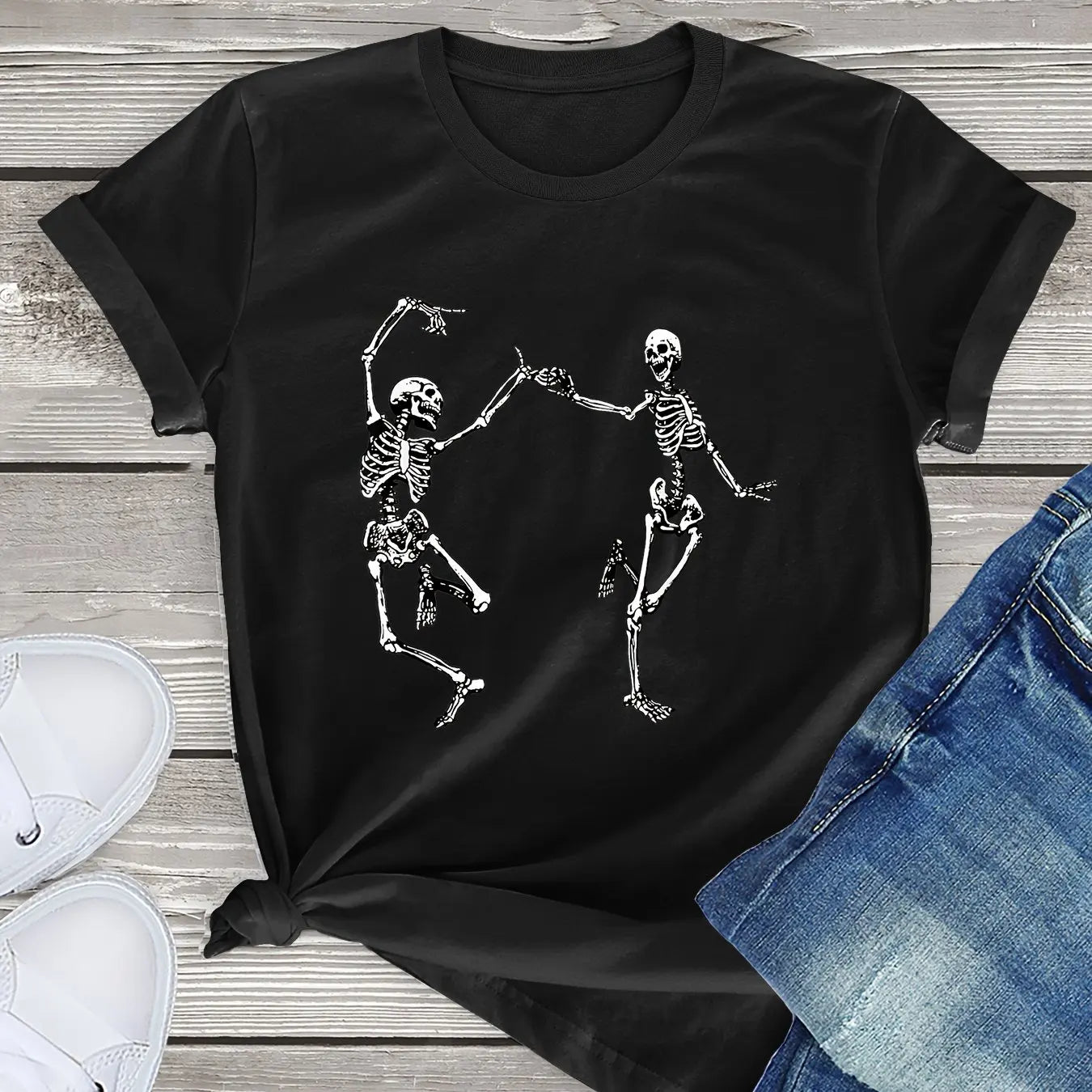 Dancing Skeletons Print T-Shirt