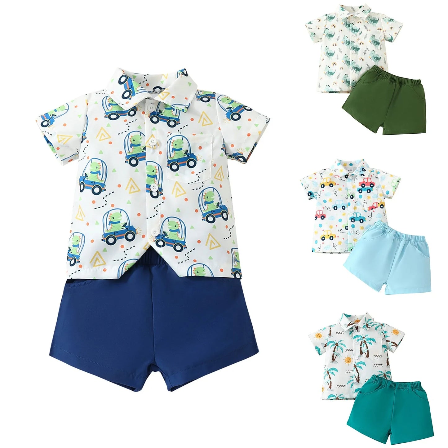Boys 2 Piece Shirt Shorts Set