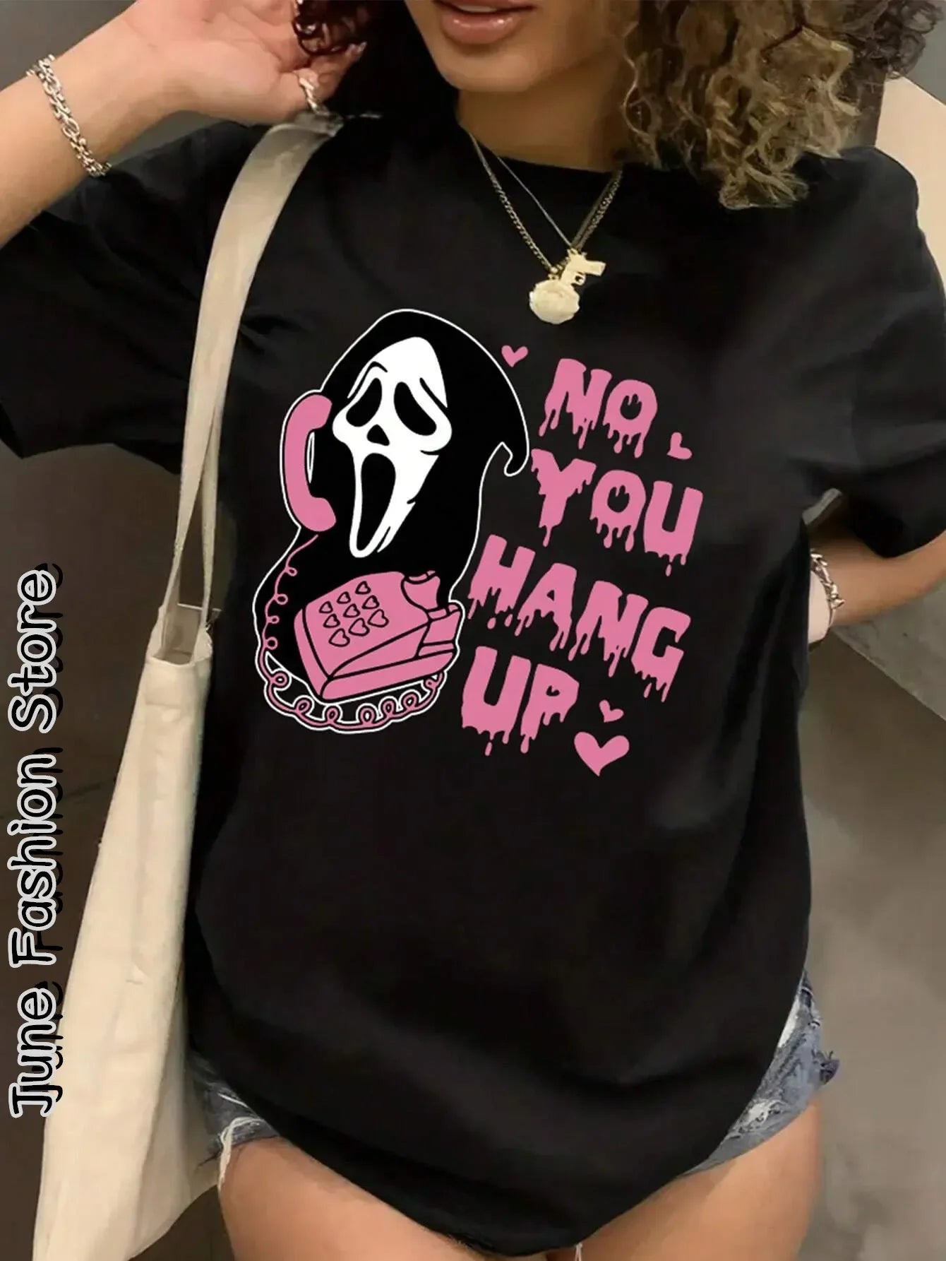 Women's Oversized Ghost T-Shirt "No You Hang Up"