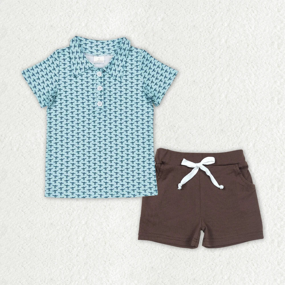 Wholesale Toddler Baby Boy Outfit Children Short Sleeves Black Shirt T-shirt Pockets Shorts Bottom Infant Set Baseball Clothes