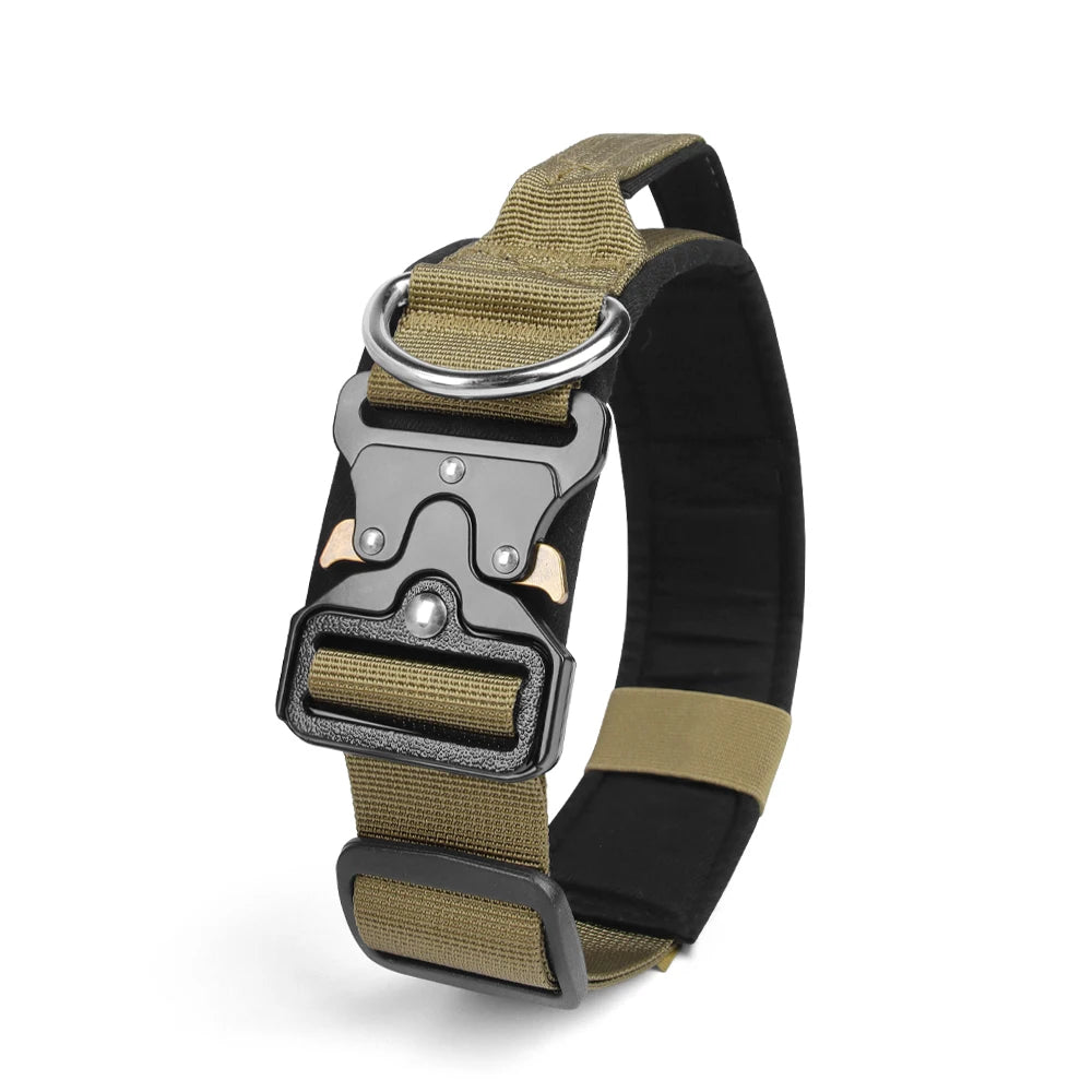 Tactical Dog Collar Rugged Zinc Alloy Buckle Outdoor Walks Dogs Collars Soft Lining Collar for Medium Big Dogs Pet Accessories