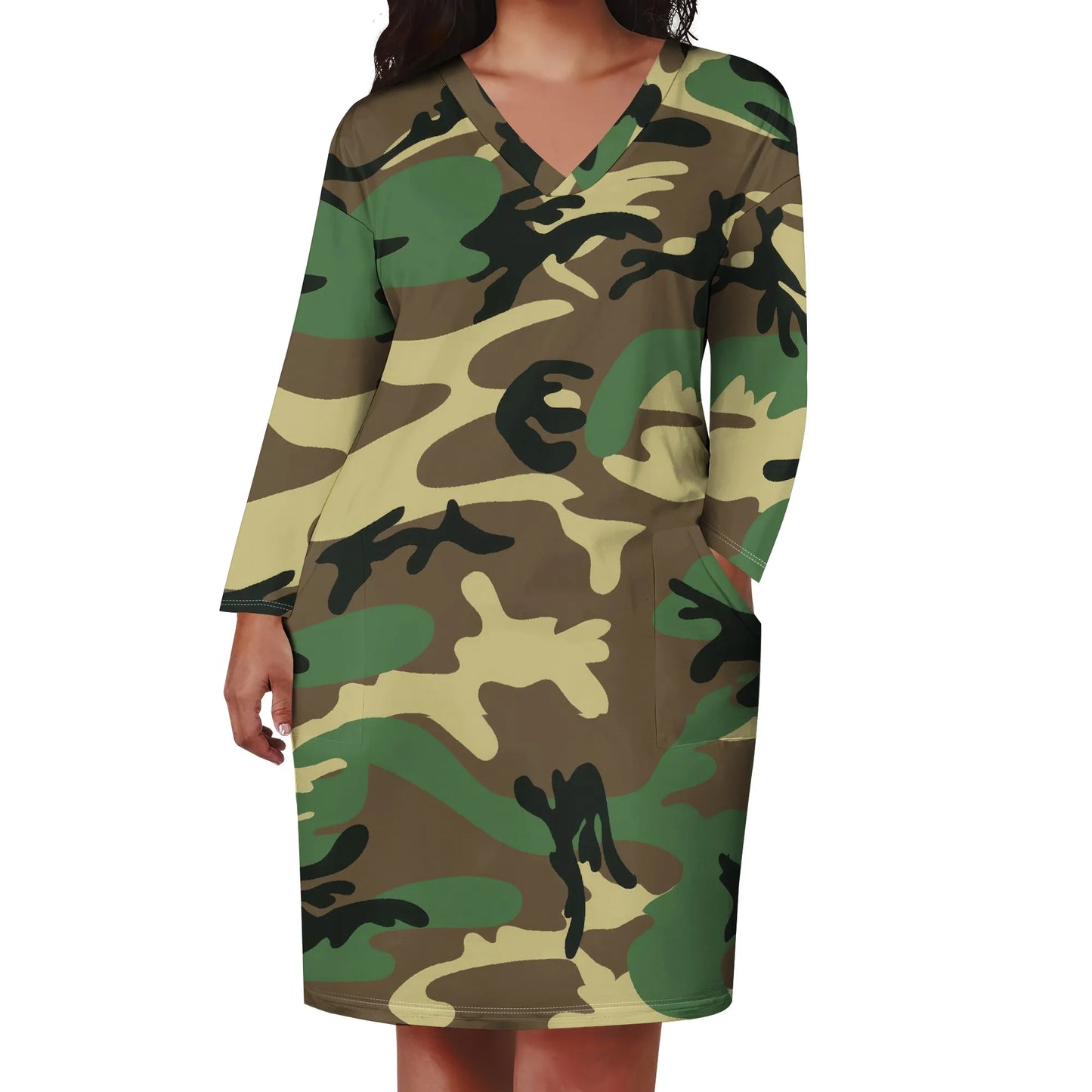 Plus Size Women's Casual shirt Dresses 3/4 Sleeves
