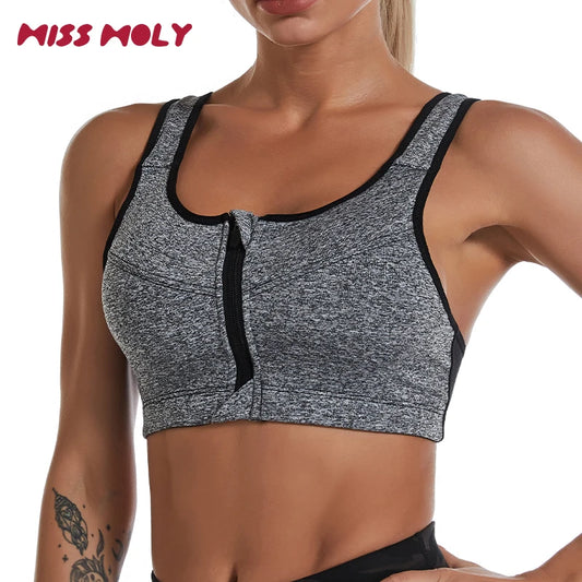 Plus Size Sports Bras with Front Zipper