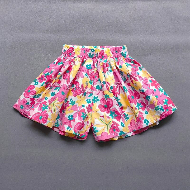 Girl's Floral Wide-Leg Pleated