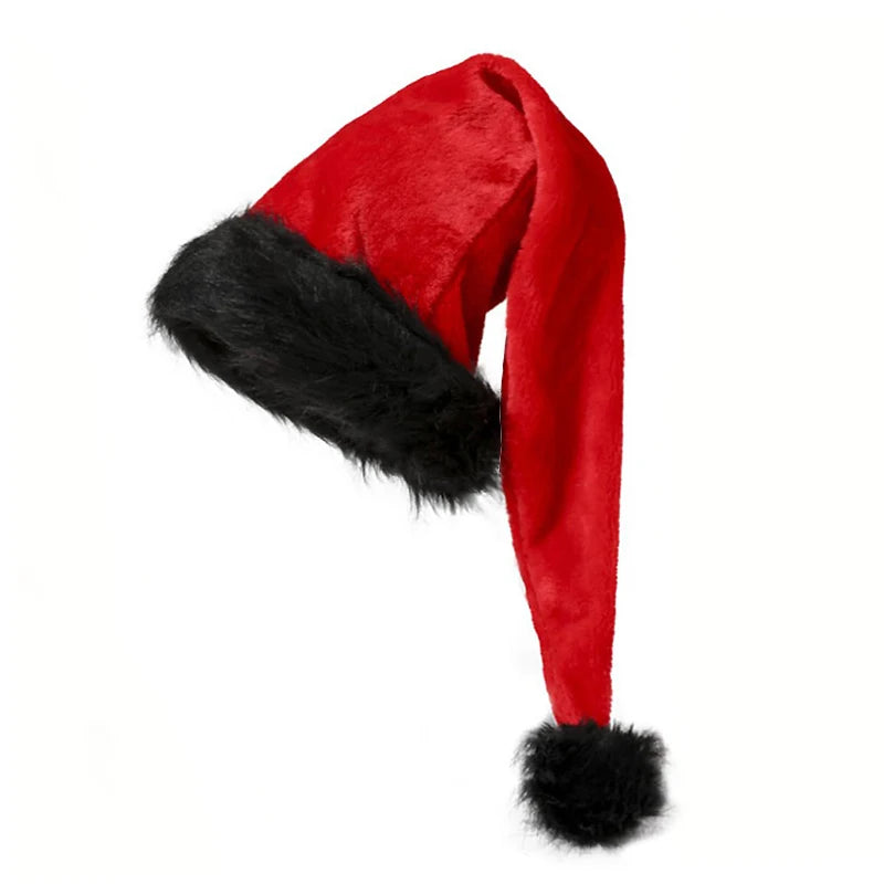 75cm Long Christmas Hat Plush Santa Claus Hat for Adults and Kids Xams New Year Gift Festive Party Supplies Christmas Decoration