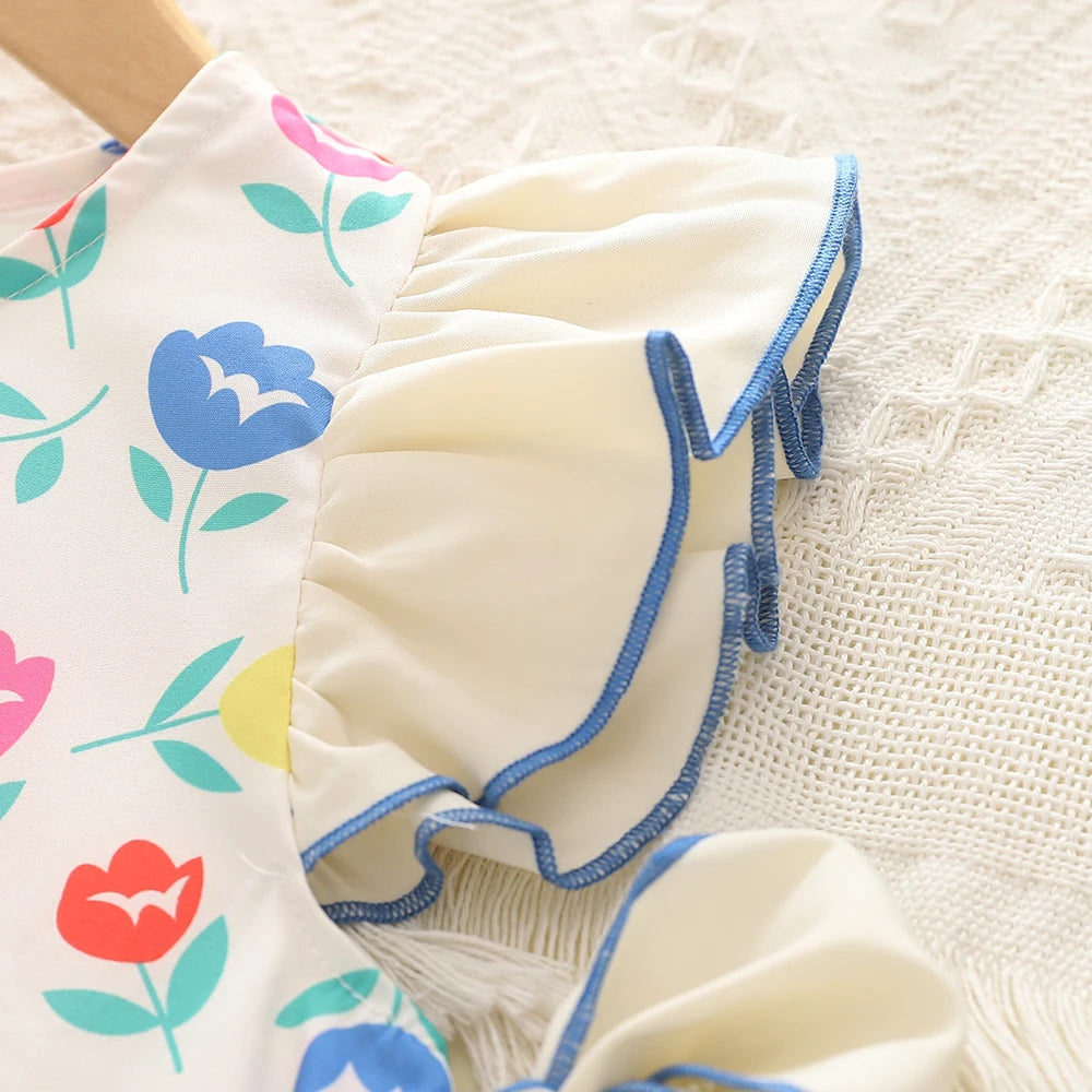 Boutique Floral Print Bow Tie Dress