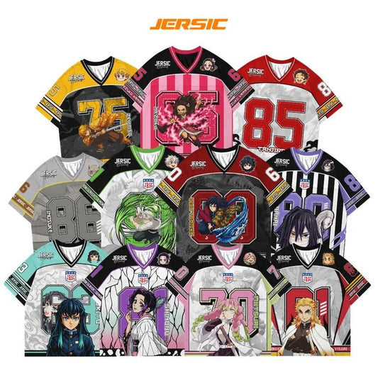 Jersey Demon Slayer Kimetsu Anime  Y2k Korean Style Kpop Baseball Hockey Oversize T-shirt Fashion Casual Anime Unisex Tops Tee