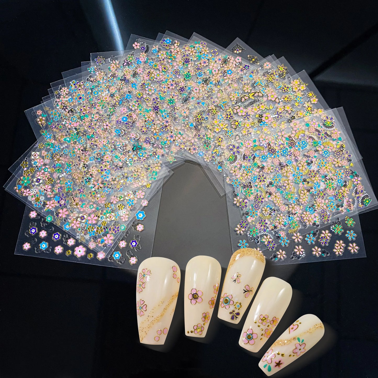 30Pcs Miniso Kawaii 3D Glitter Nail Stickers Hello Kitty Cartoon Design For Nail Decals Supplies KT Cat Stickers Press on Nails^