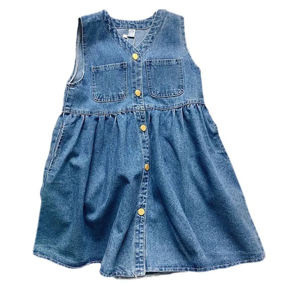 Girls Denim Sleeveless Dress