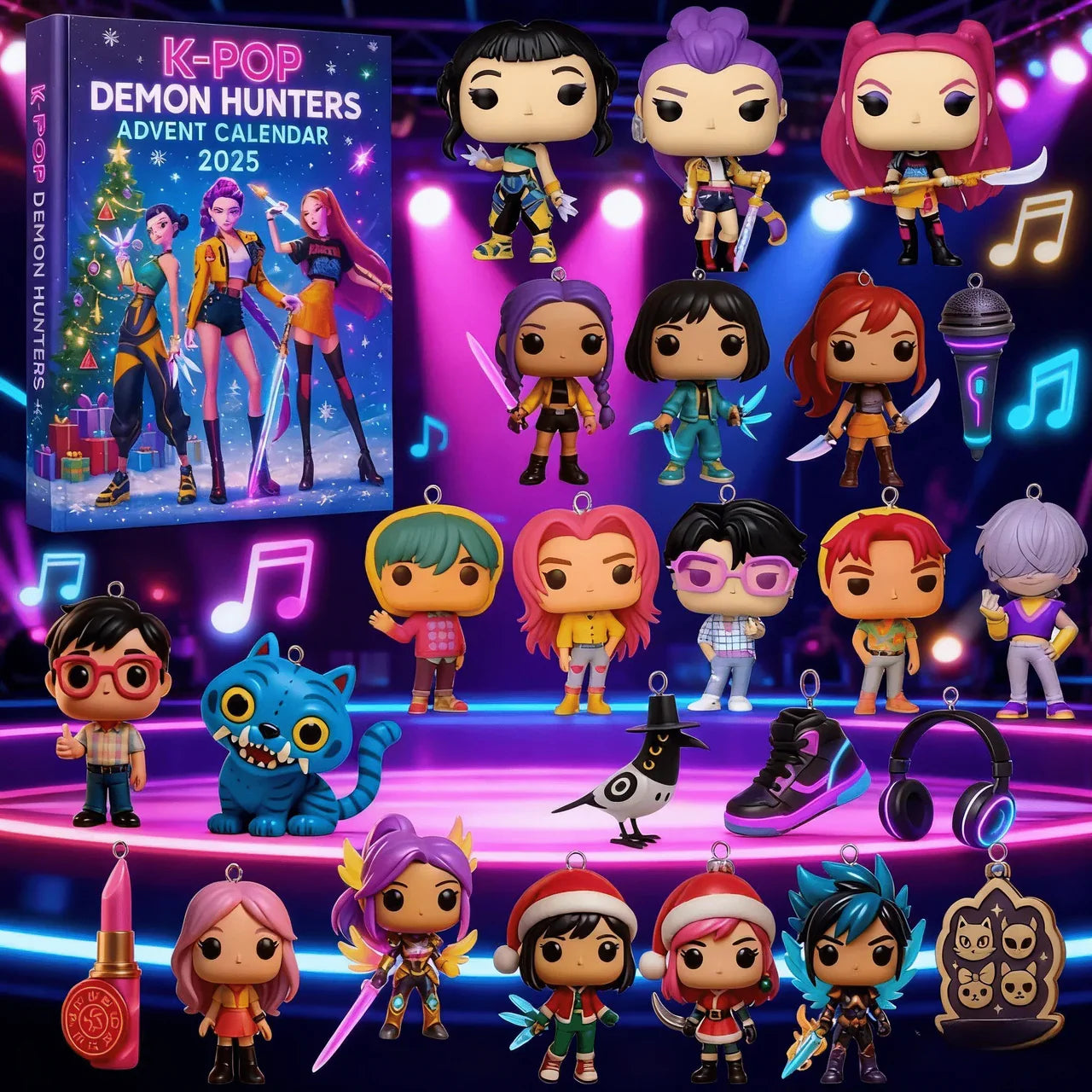 2025 Hot Kpop Countdown Calendars Children Christmas Gifts Kpop Demon Hunters Advent Calendar Model Doll Collection Desk Decorat