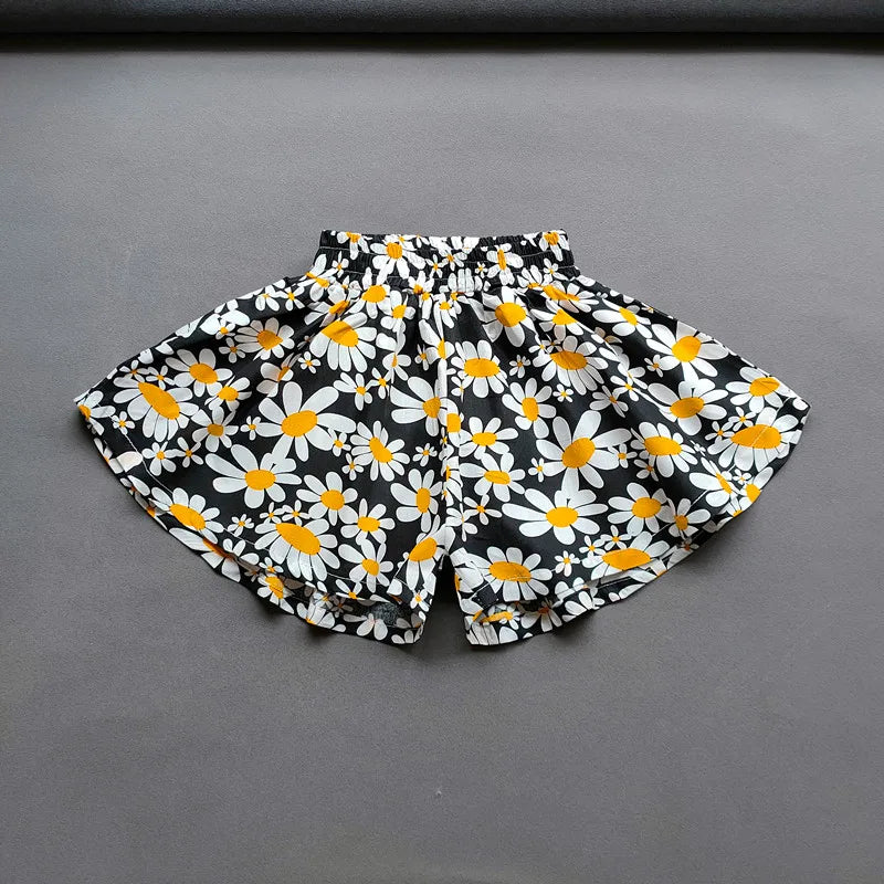 Girl's Floral Wide-Leg Pleated