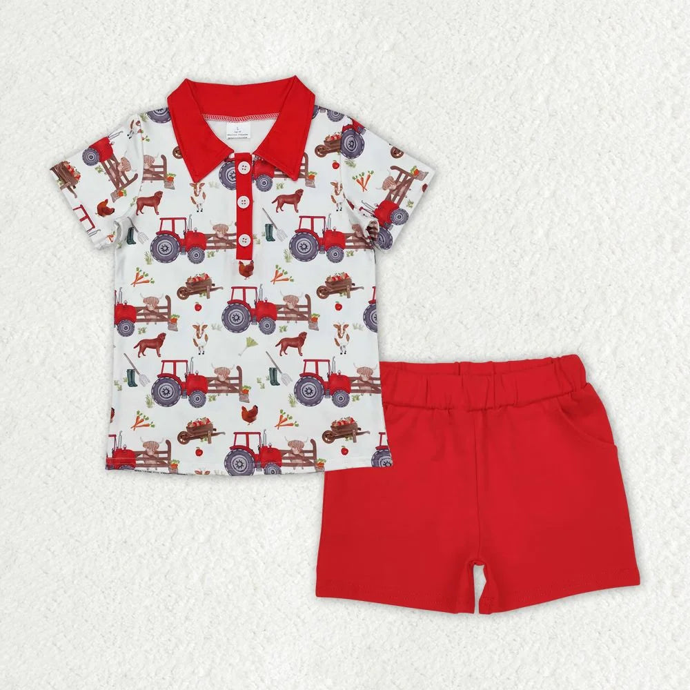 Wholesale Toddler Baby Boy Outfit Children Short Sleeves Black Shirt T-shirt Pockets Shorts Bottom Infant Set Baseball Clothes