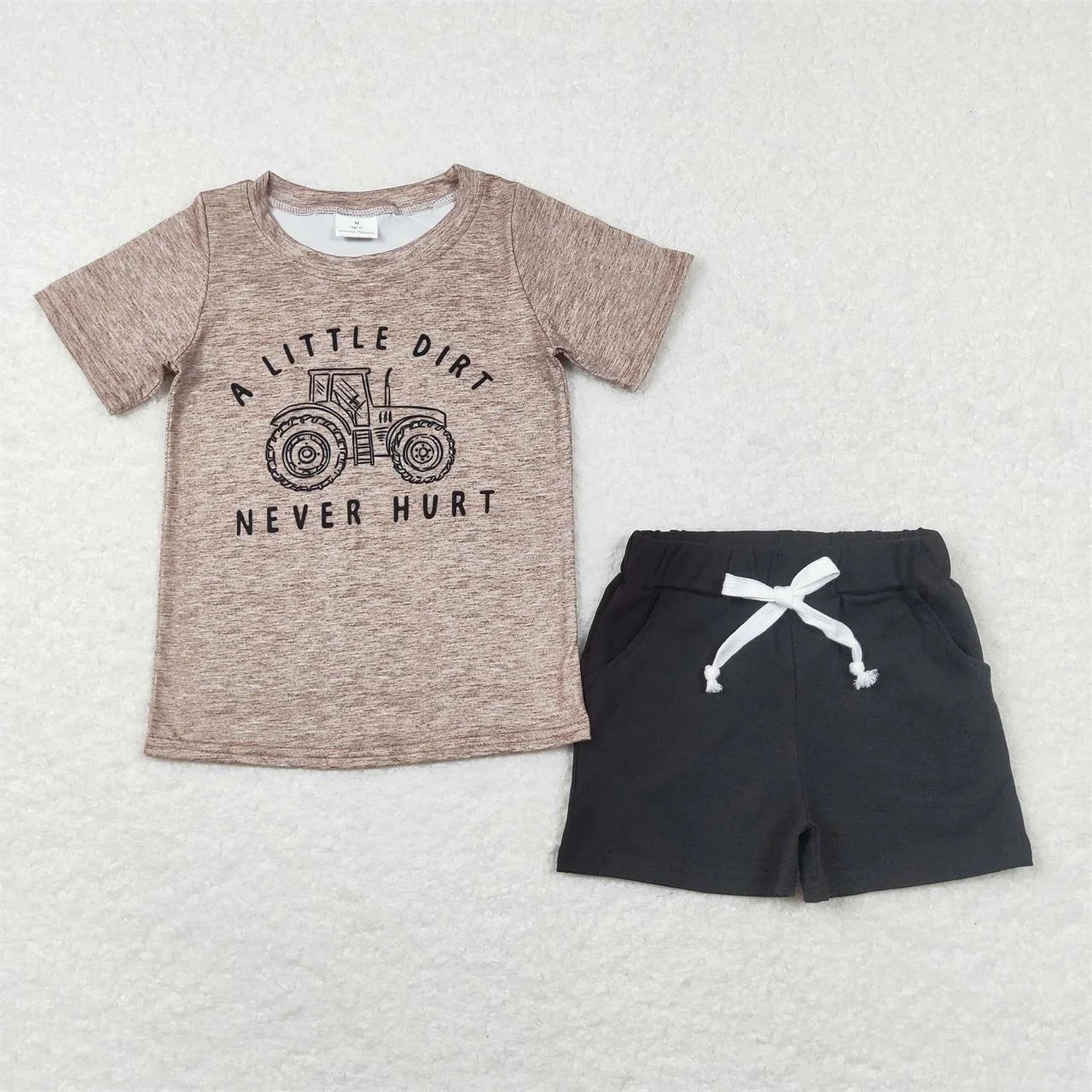 Wholesale Toddler Baby Boy Outfit Children Short Sleeves Black Shirt T-shirt Pockets Shorts Bottom Infant Set Baseball Clothes