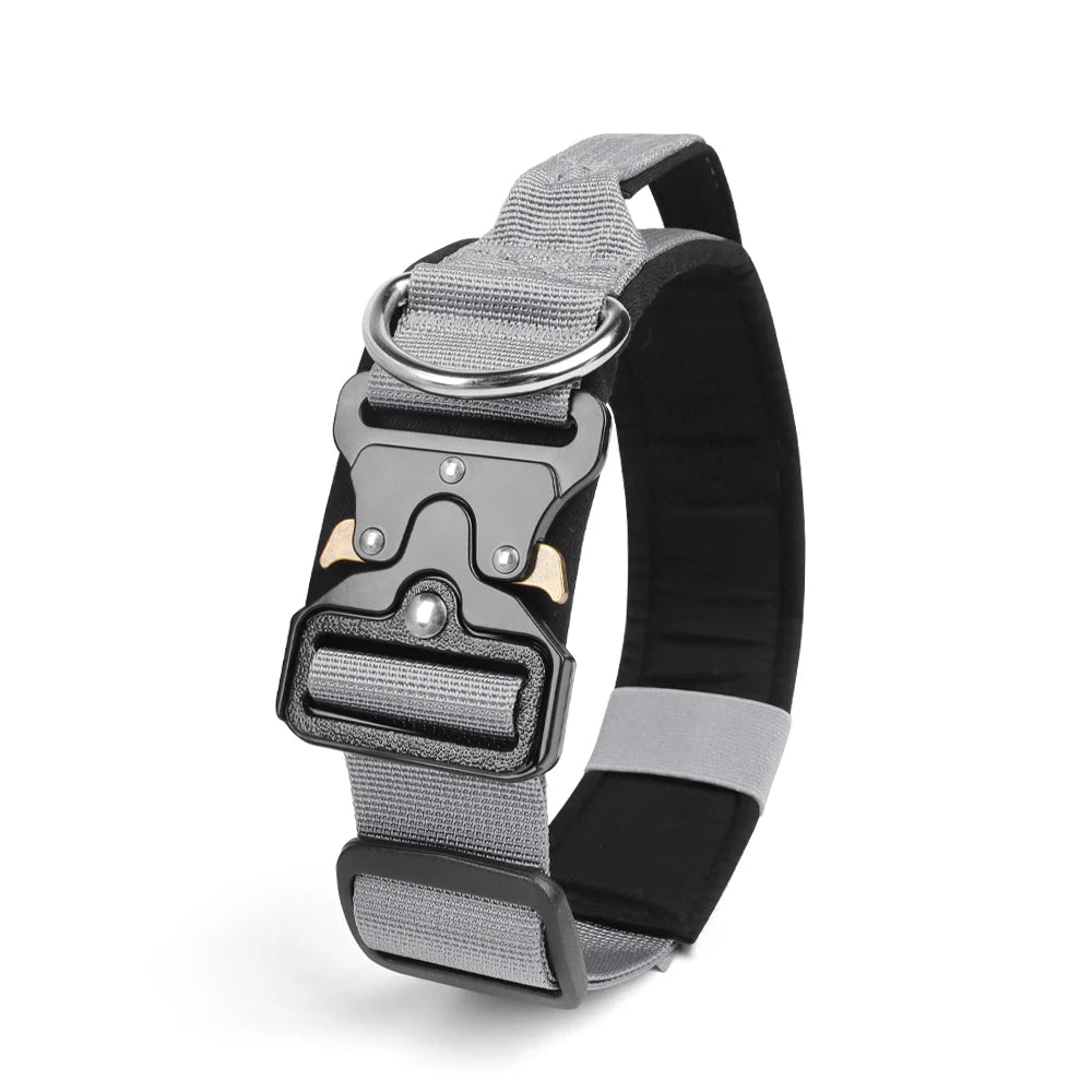 Tactical Dog Collar Rugged Zinc Alloy Buckle Outdoor Walks Dogs Collars Soft Lining Collar for Medium Big Dogs Pet Accessories