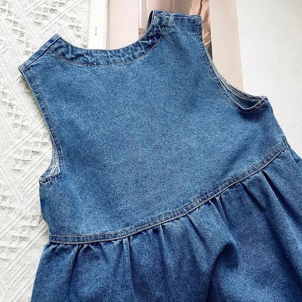 Girls Denim Sleeveless Dress
