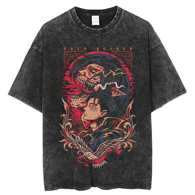 Oversized Unisex Anime Vintage Wash Shirt