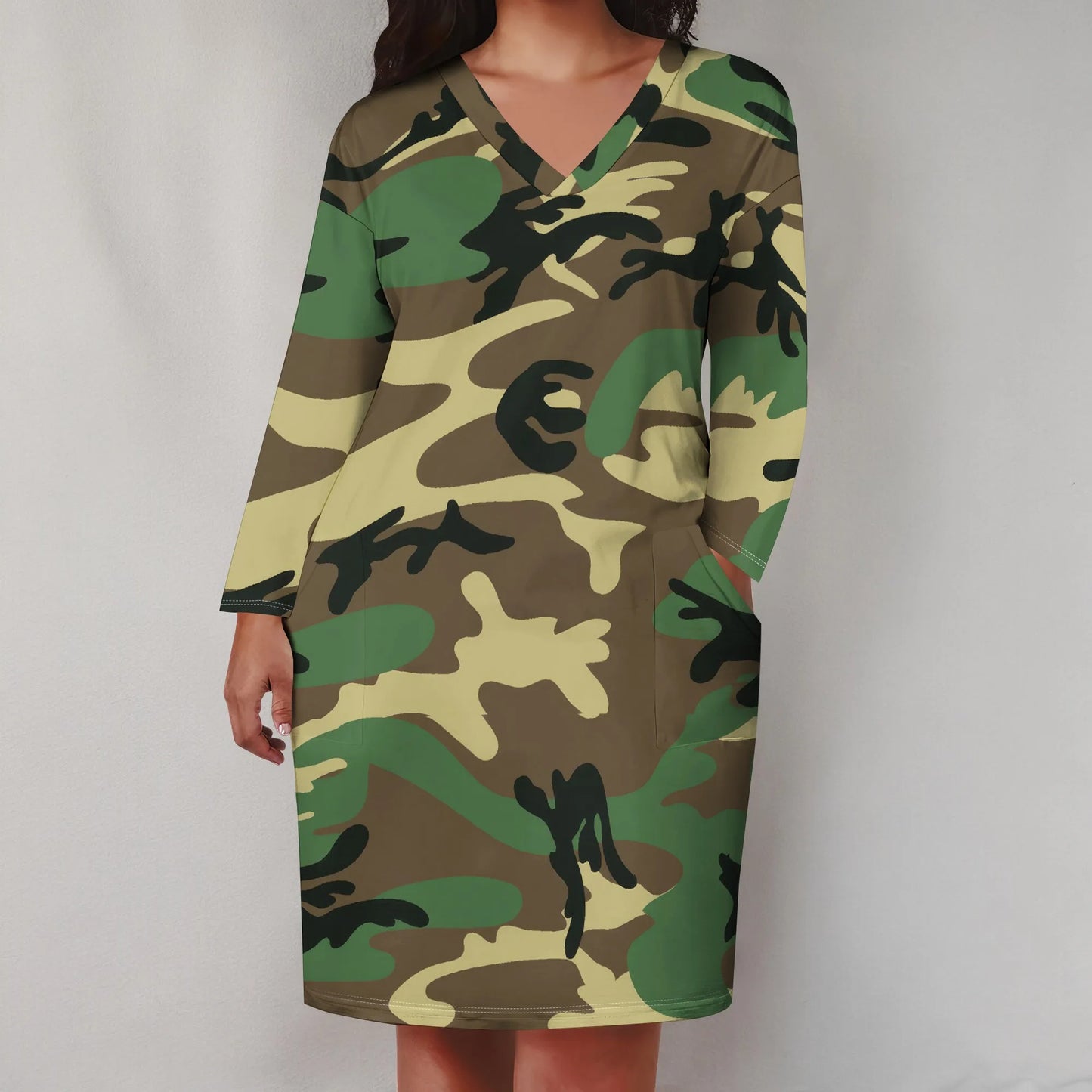 Plus Size Women's Casual shirt Dresses 3/4 Sleeves