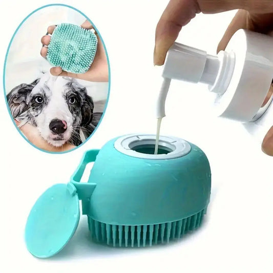 1pc Soft Silicone Pet Bath Soap Dispenser Brush