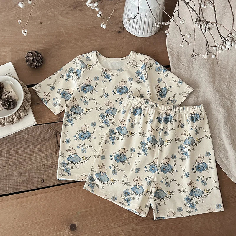 2pcs Unisex Short Sleeve Pajamas & Cozy Loungewear