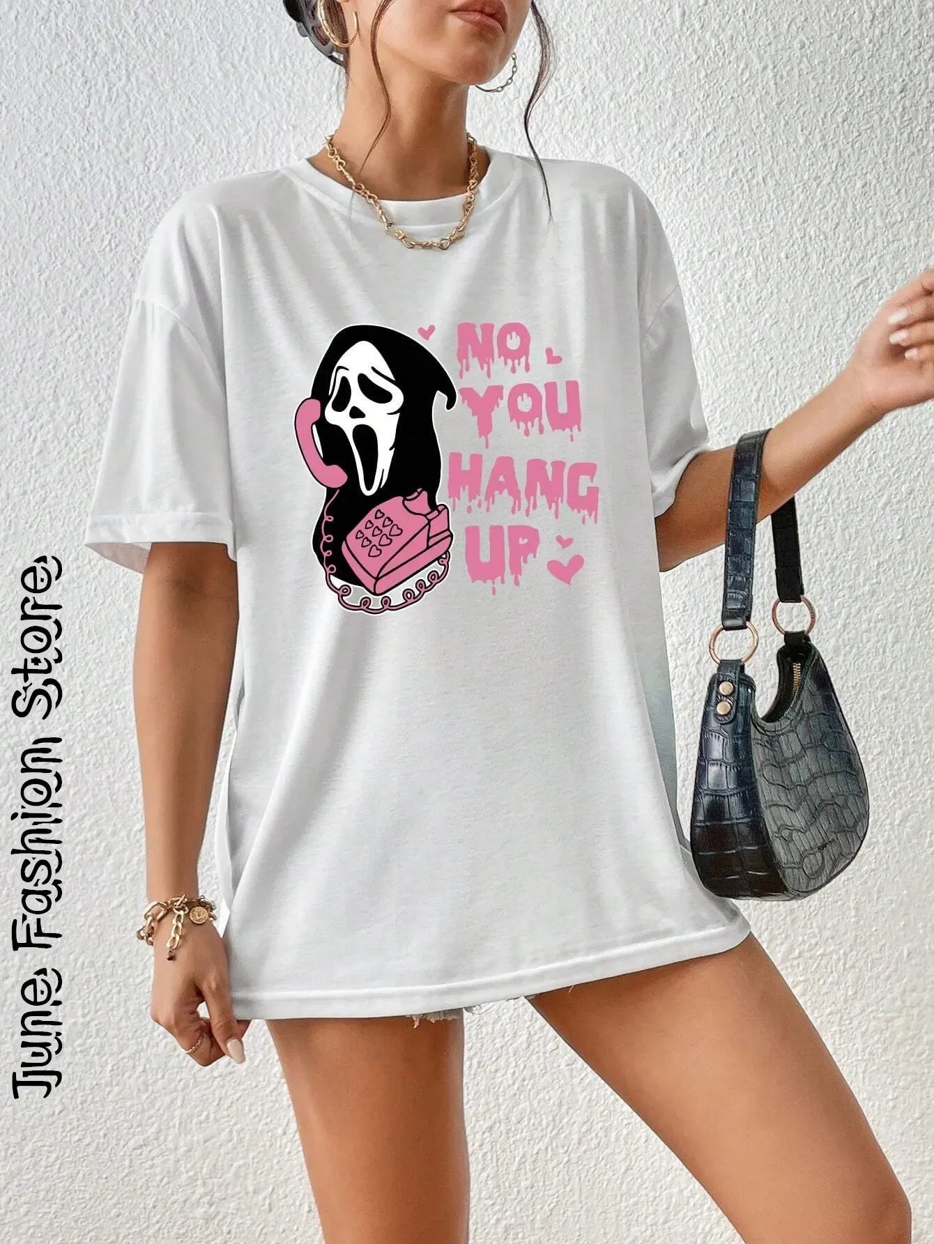 Women's Oversized Ghost T-Shirt "No You Hang Up"