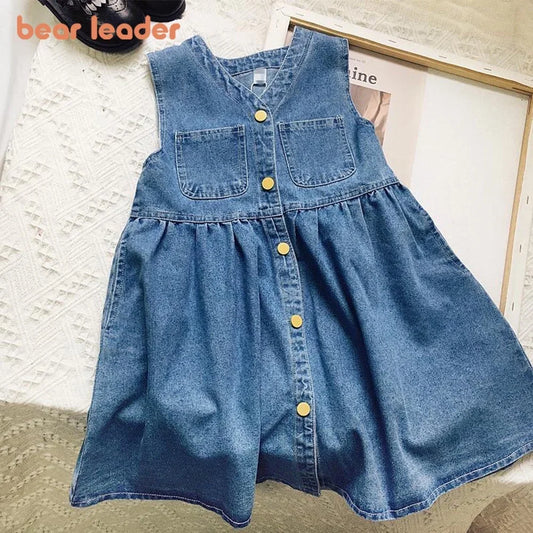 Girls Denim Sleeveless Dress