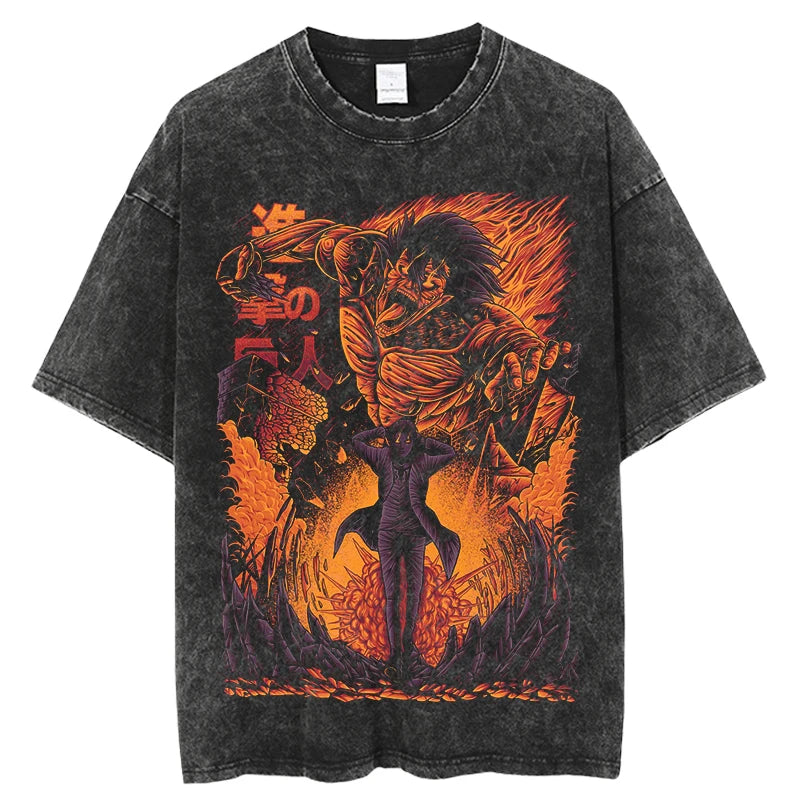 Oversized Unisex Anime Vintage Wash Shirt