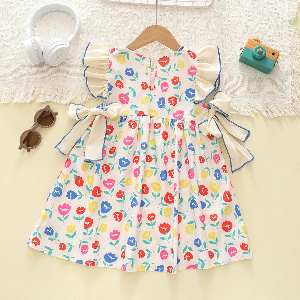 Boutique Floral Print Bow Tie Dress