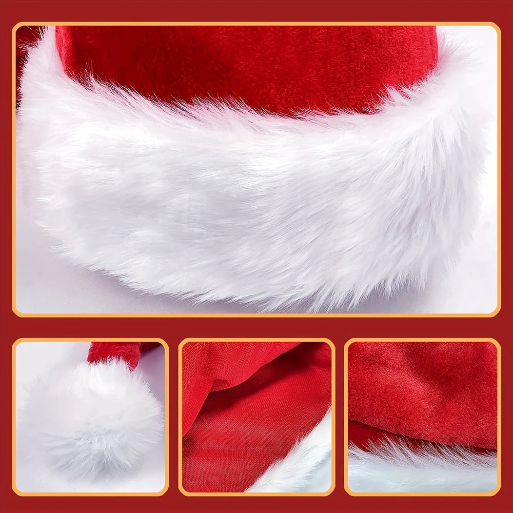75cm Long Christmas Hat Plush Santa Claus Hat for Adults and Kids Xams New Year Gift Festive Party Supplies Christmas Decoration