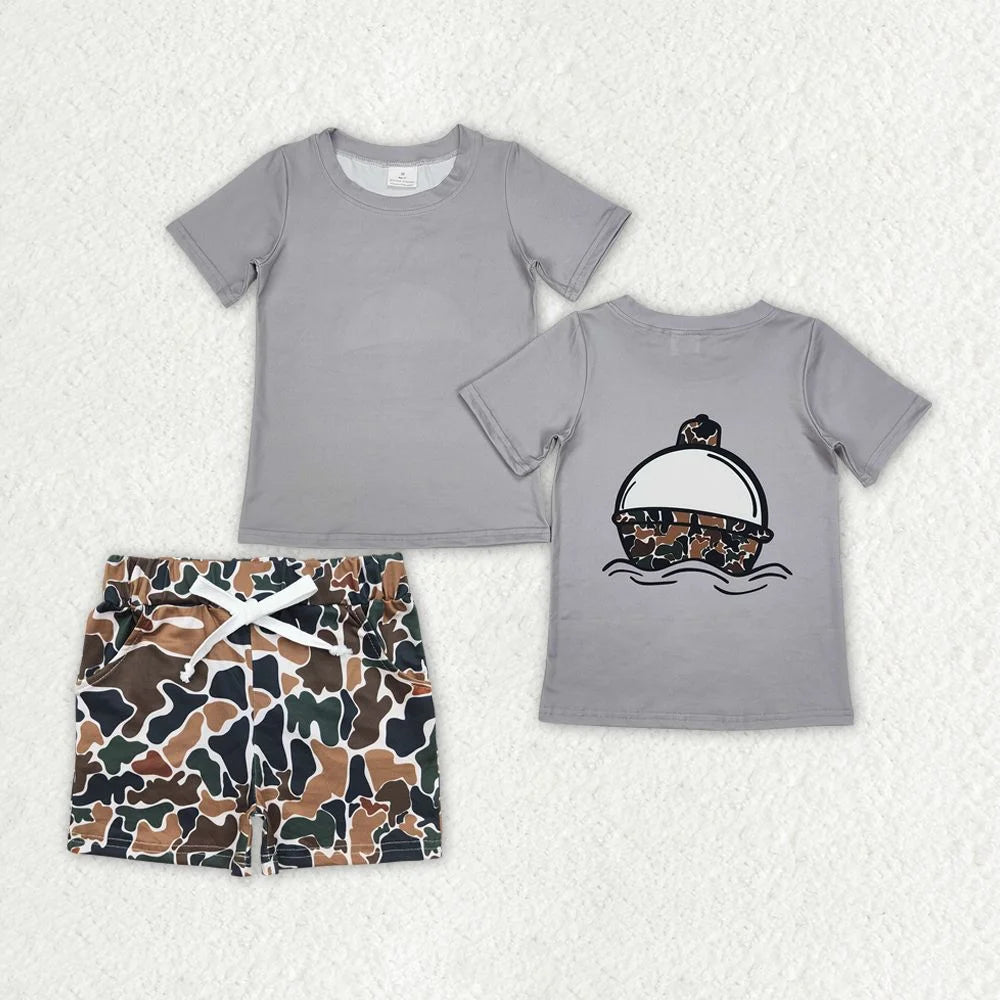 Wholesale Toddler Baby Boy Outfit Children Short Sleeves Black Shirt T-shirt Pockets Shorts Bottom Infant Set Baseball Clothes