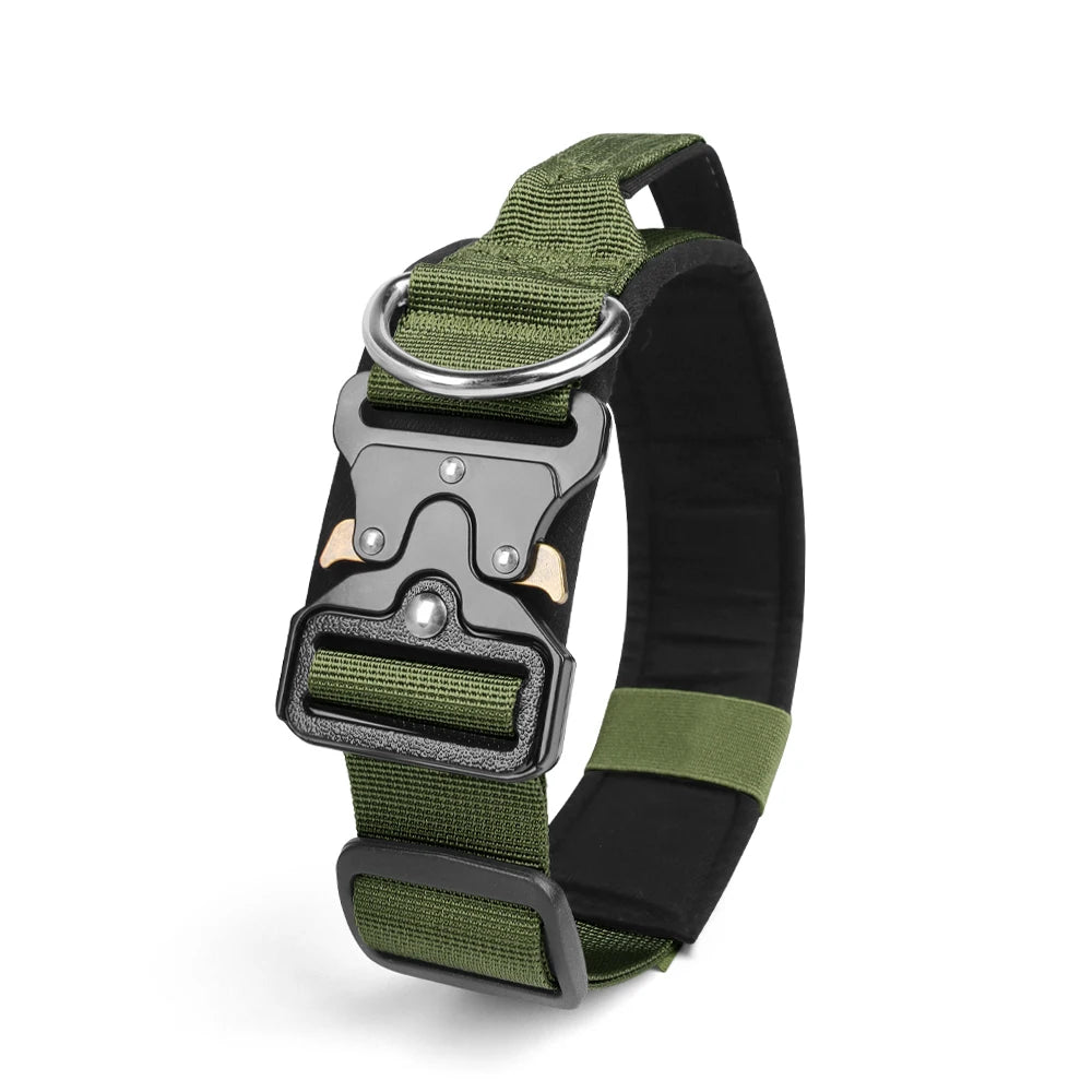 Tactical Dog Collar Rugged Zinc Alloy Buckle Outdoor Walks Dogs Collars Soft Lining Collar for Medium Big Dogs Pet Accessories