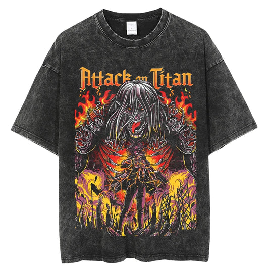 Oversized Unisex Anime Vintage Wash Shirt