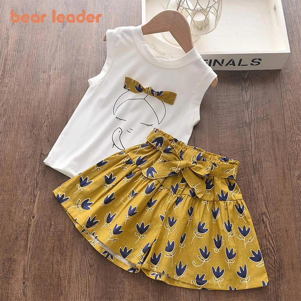 Girl's 2Pcs Fashion Pleated Short Set
