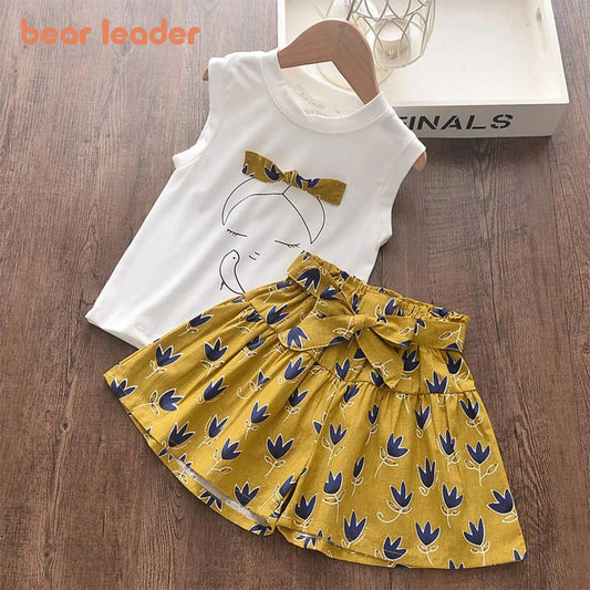 Girl's 2Pcs Fashion Pleated Short Set
