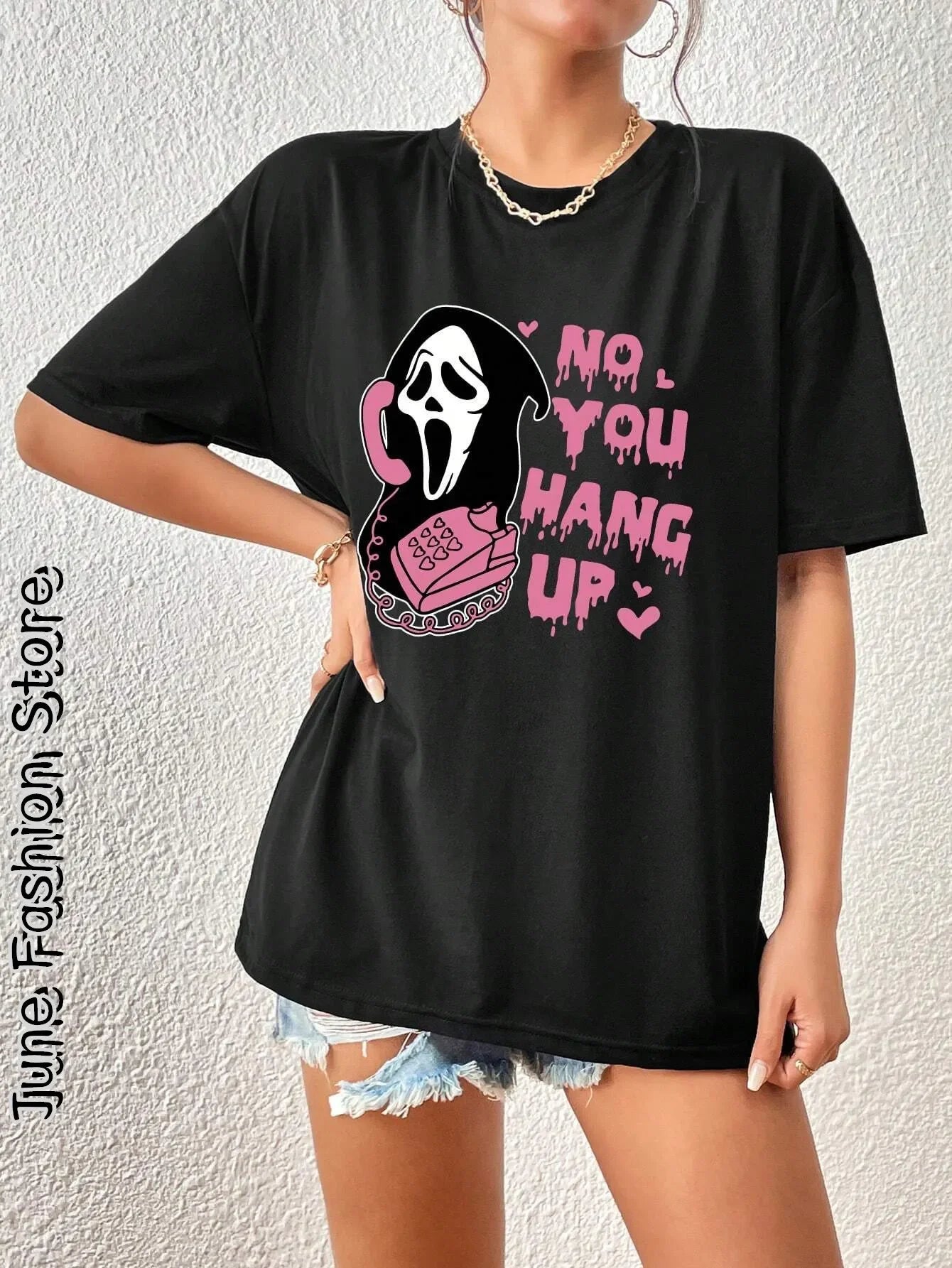 Women's Oversized Ghost T-Shirt "No You Hang Up"