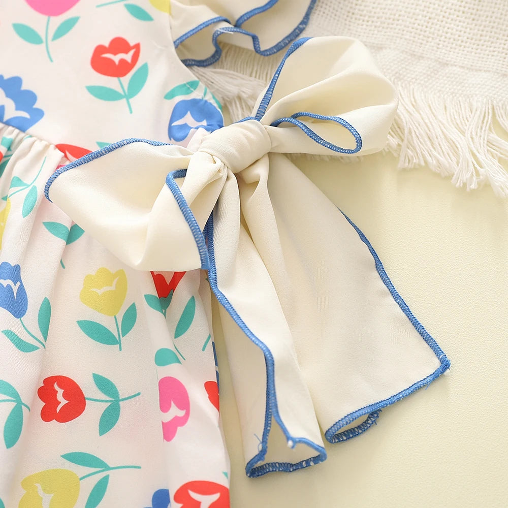 Boutique Floral Print Bow Tie Dress