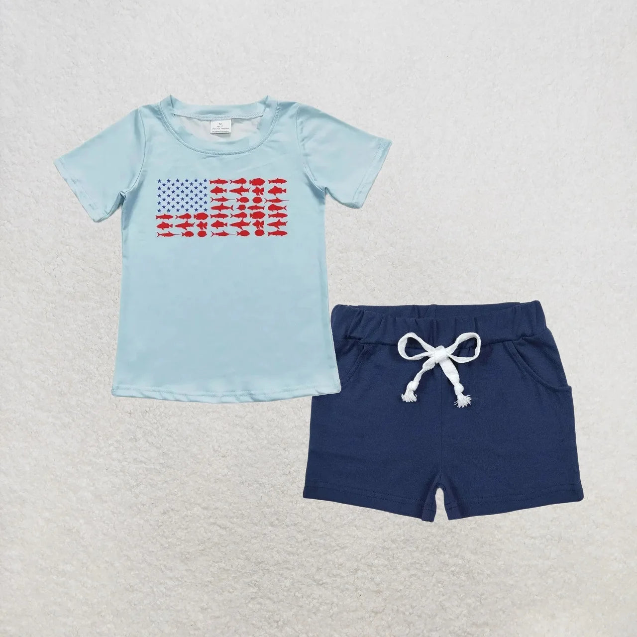 Wholesale Toddler Baby Boy Outfit Children Short Sleeves Black Shirt T-shirt Pockets Shorts Bottom Infant Set Baseball Clothes