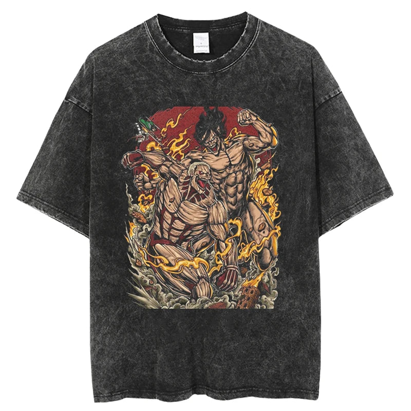 Oversized Unisex Anime Vintage Wash Shirt