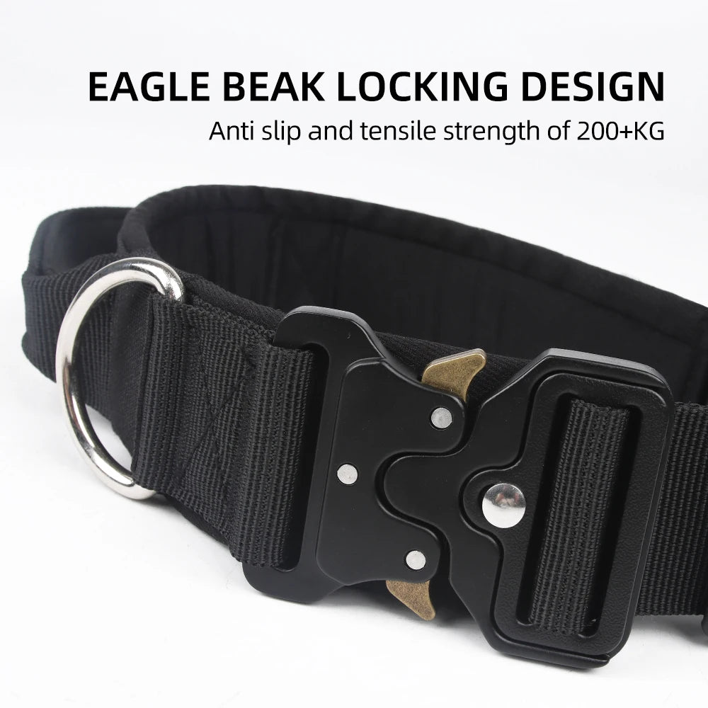 Tactical Dog Collar Rugged Zinc Alloy Buckle Outdoor Walks Dogs Collars Soft Lining Collar for Medium Big Dogs Pet Accessories
