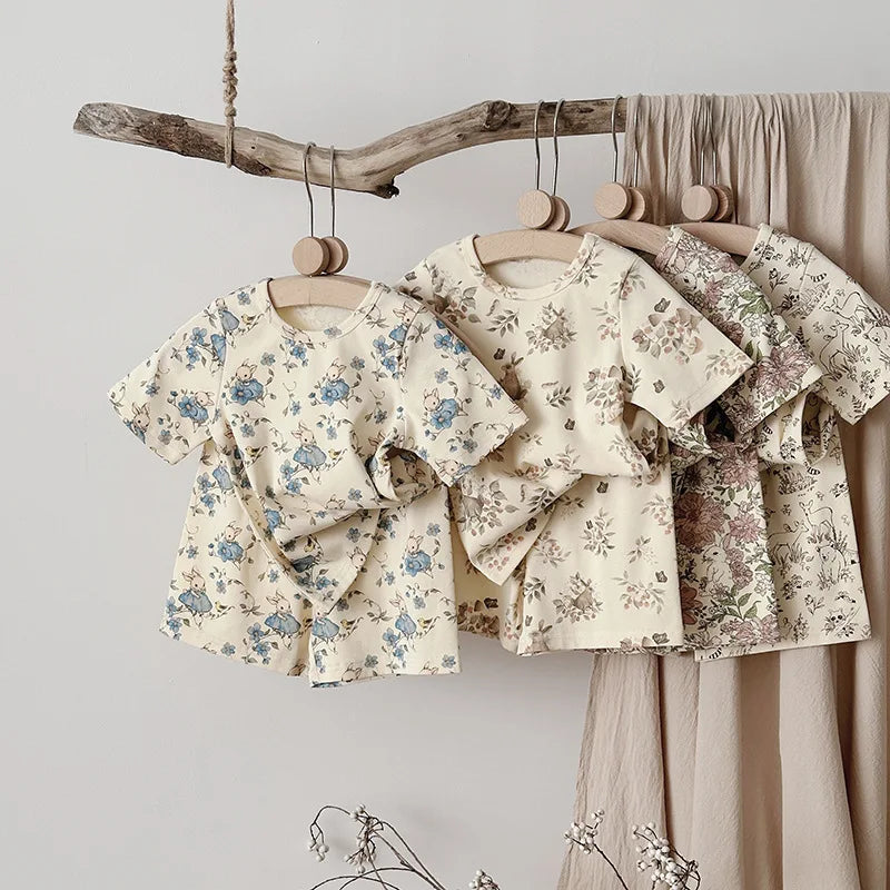 2pcs Unisex Short Sleeve Pajamas & Cozy Loungewear