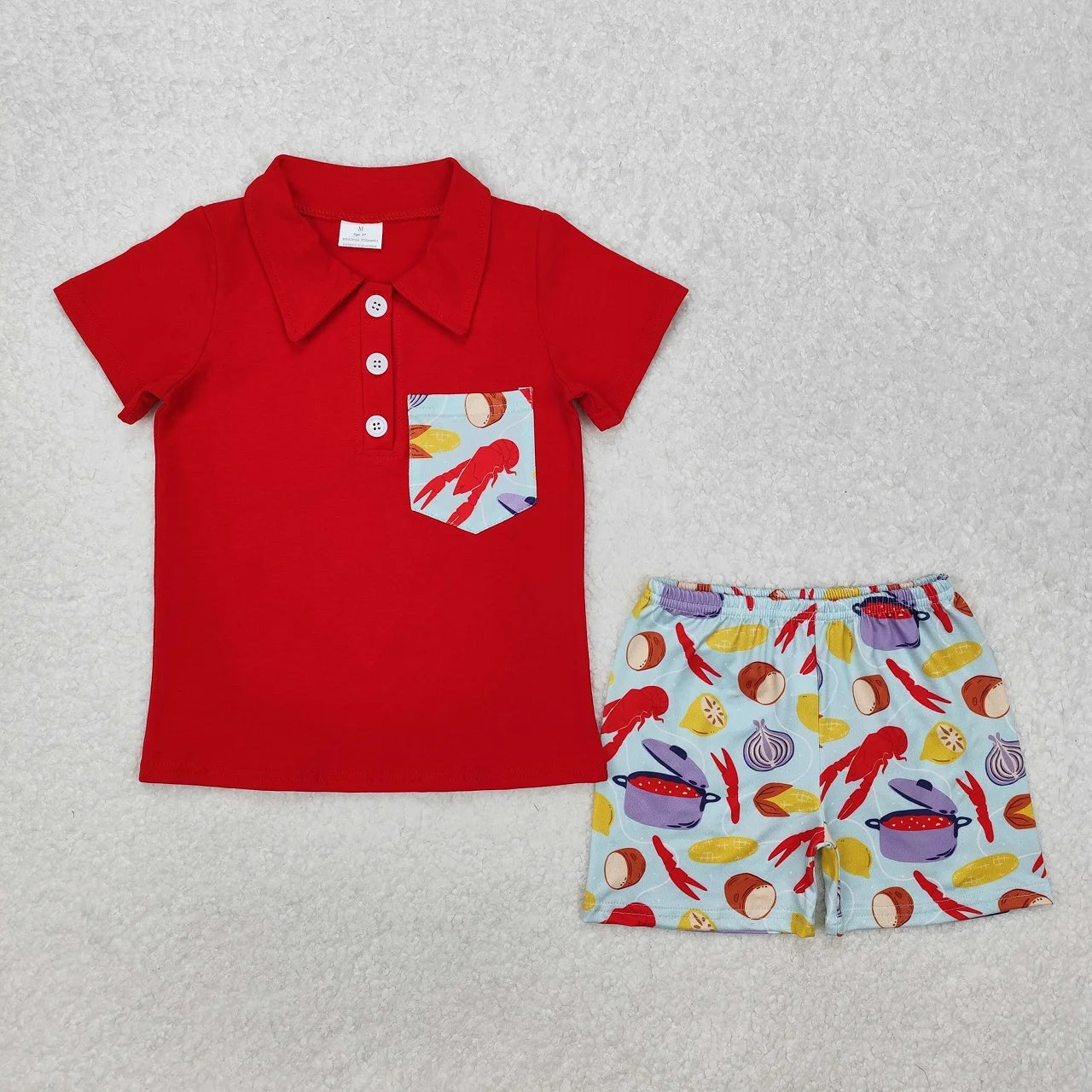 Wholesale Toddler Baby Boy Outfit Children Short Sleeves Black Shirt T-shirt Pockets Shorts Bottom Infant Set Baseball Clothes