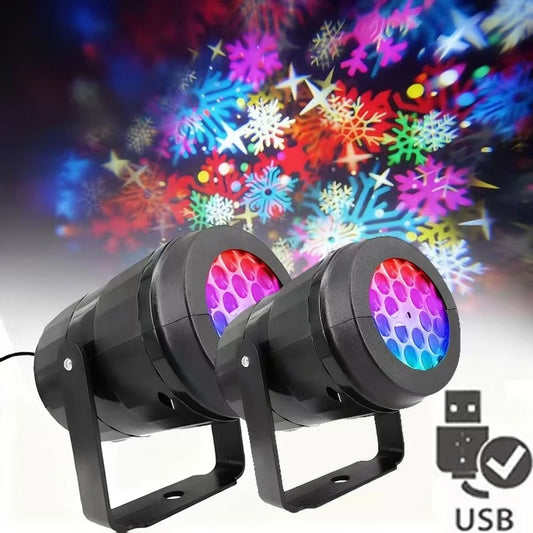 Snowflake Christmas Laser Projector Light with16 patterns Waterproof Rotating Christmas LED Stage Lights Christmas Decoration