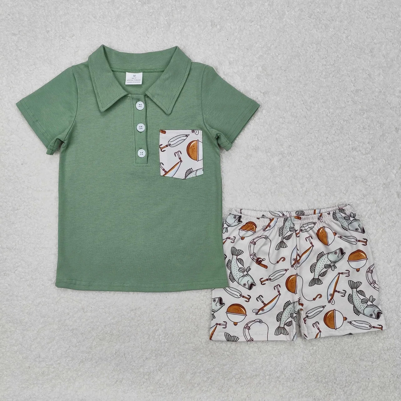 Wholesale Toddler Baby Boy Outfit Children Short Sleeves Black Shirt T-shirt Pockets Shorts Bottom Infant Set Baseball Clothes