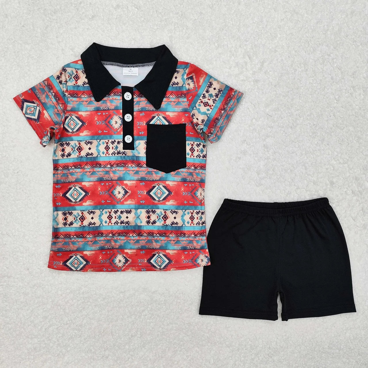 Wholesale Toddler Baby Boy Outfit Children Short Sleeves Black Shirt T-shirt Pockets Shorts Bottom Infant Set Baseball Clothes